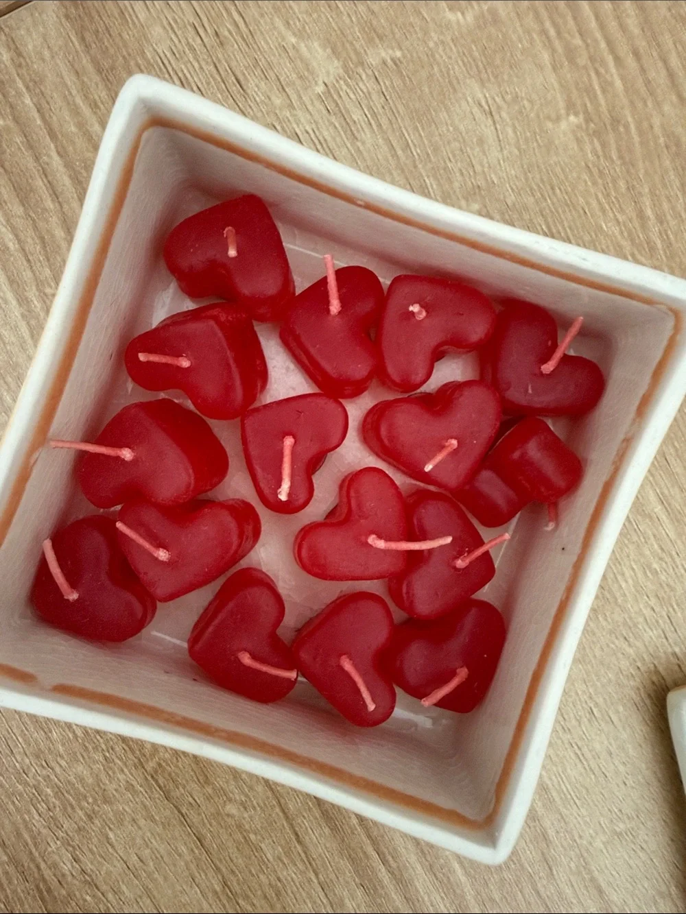 Artisan Ceramic Container with Mini Heart Candles